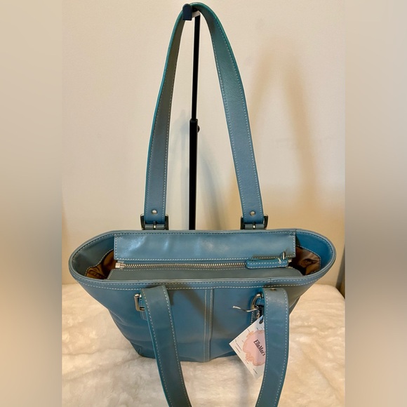 Coach Hampton “Vintage” Tiffany Blue Color Leather Shoulder/Tote Bag - Picture 3 of 7